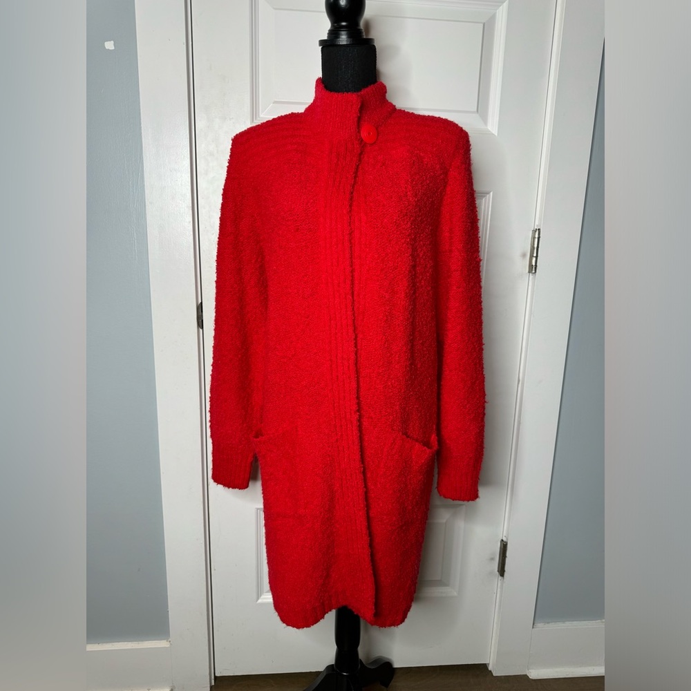 Vintage 1980s Monto por le Chois Chunky Bucle Knit Long Line Cardigan Sweater